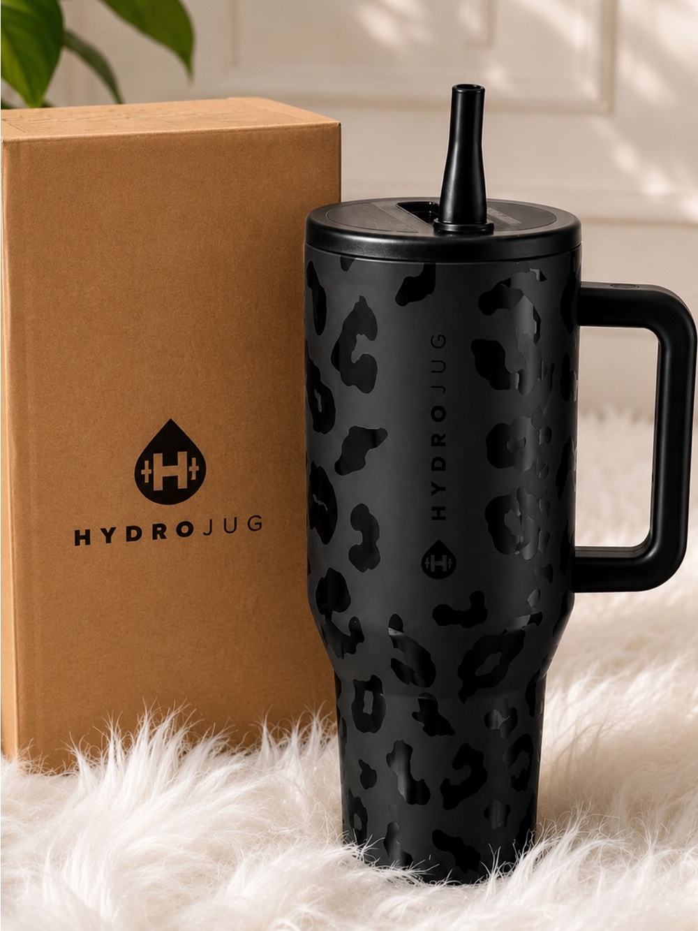 HydroJug 40oz Traveler Tumbler Black Leopard NWT